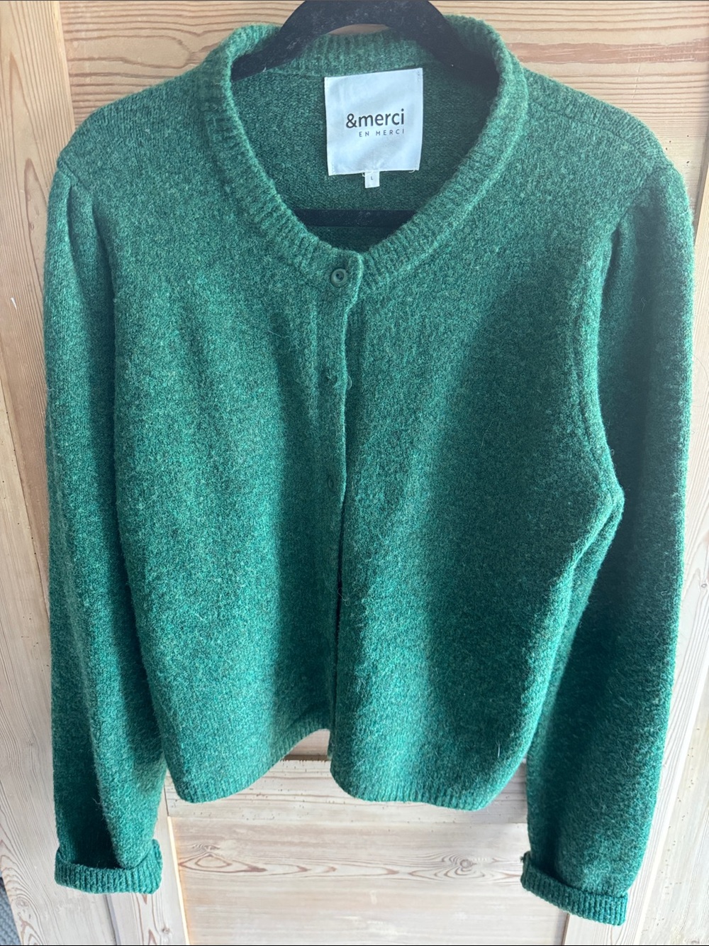 &merci Emerald Green Button-Front Cardigan